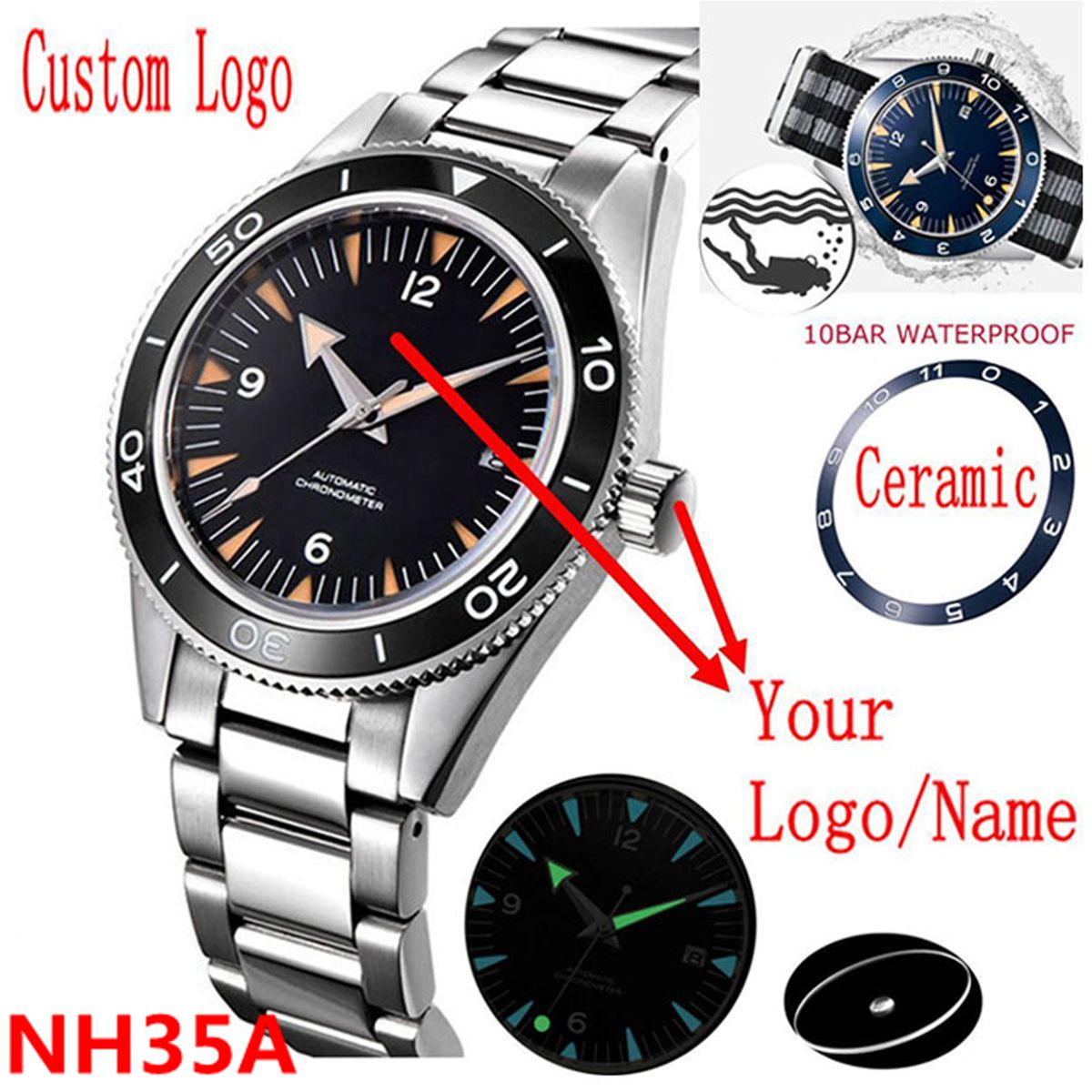 Luxury Watch News - Logo personalizzato NH35 Movimento Orologio 10